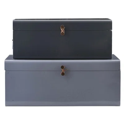 Made in Design Metal Box - Set of 2 - 60 x 36 cm by House Doctor Blue/Grey