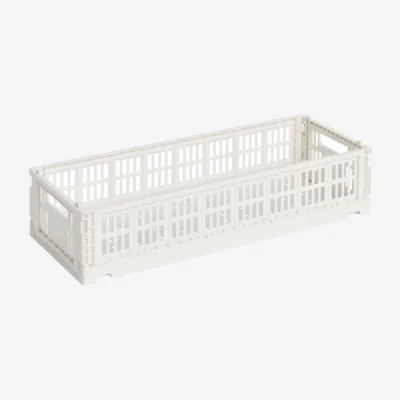 Made in Design Colour Crate MINI Basket plastic material white Oblong / 13 cm x 34.5 cm - Hay