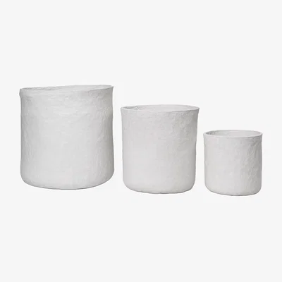 Made in Design Vary Basket textile white / Set of 3 - Recycled cotton / Ø 40 x H 42 cm - Ferm Living