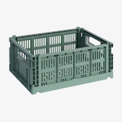 Made in Design Colour Crate Basket plastic material green Medium / 26.5 x 34.5 cm - Recycled - Hay