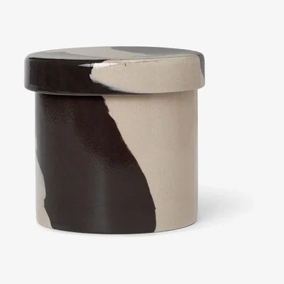Made in Design Inlay Box - Small / Ceramic - Ø 9 x H 9 cm by Ferm Living Brown/Beige