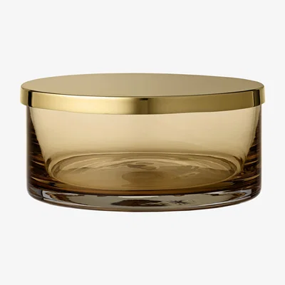 Made in Design Tota Large Box - / Cylinder - Ø 15.5 x H 7 cm by AYTM Yellow/Brown/Gold/Metal
