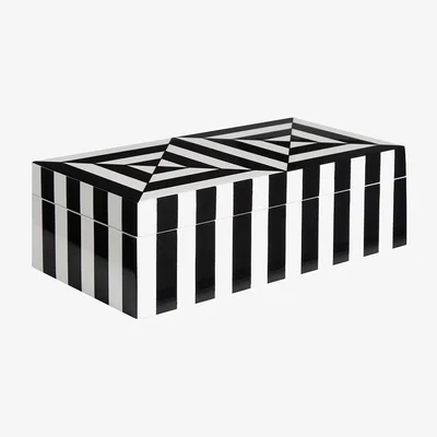 Made in Design Op Art Small Box - / Lacquer - 20 x 10 cm by Jonathan Adler White/Black