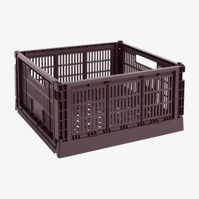 Made in Design Colour Crate Basket plastic material red Large Square / 42 x 42 cm - Recycled - Hay