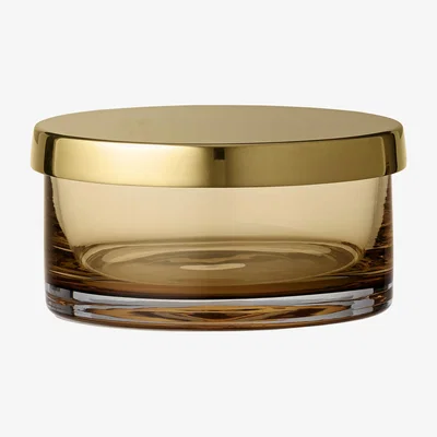 Made in Design Tota Small Box - / Cylinder - Ø 9 x H 4.5 cm by AYTM Yellow/Brown/Gold/Metal