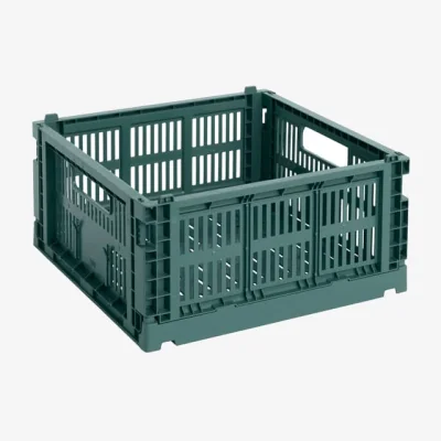 Made in Design Colour Crate Basket plastic material green Medium Square / 29.5 x 29.5 cm - Hay