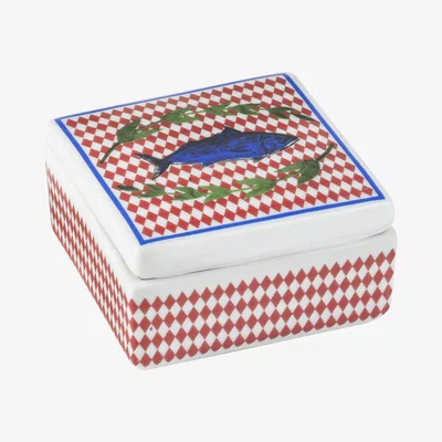 Made in Design Bel Paese - Pesce Box - / Porcelain - 6 x 6 cm by Bitossi Home Blue/Red