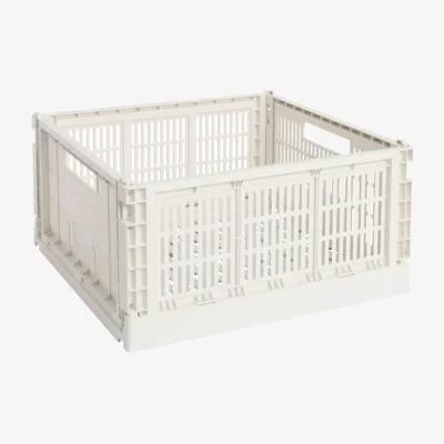 Made in Design Colour Crate Basket plastic material white Large Square / 42 x 42 cm - Recycled - Hay