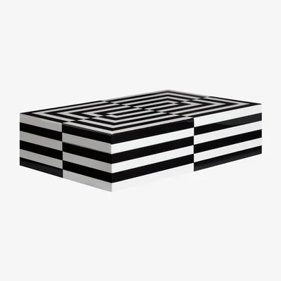 Made in Design Op Art Large Box - / Laquer - 30 x 20 cm by Jonathan Adler White/Black