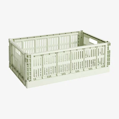 Made in Design Colour Crate Basket plastic material green Wide / 34.5 x 53 cm - Recycled - Hay