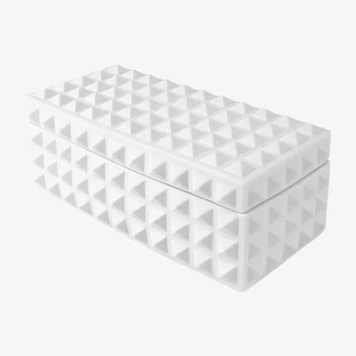 Made in Design Charade Square Studded Box - Porcelain - 13 x 25 cm by Jonathan Adler White