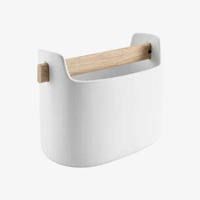 Made in Design Toolbox Storage box - / L 19 x H 15 cm - Ceramic & oak by Eva Solo White/Natural wood