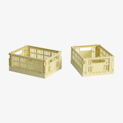 Made in Design Colour Crate MINI Basket plastic material yellow / Set of 2 - 17 x 13 cm - Recycled - Hay