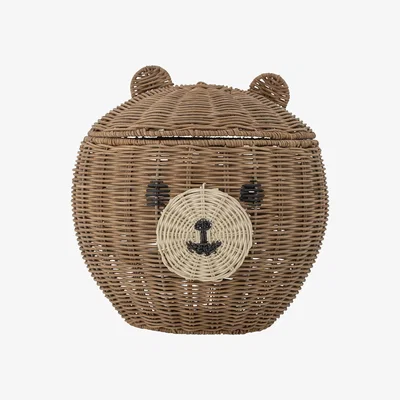 Made in Design Lilu Basket - / With lid - Rattan - Ø 28 x H 28 cm by Bloomingville Brown