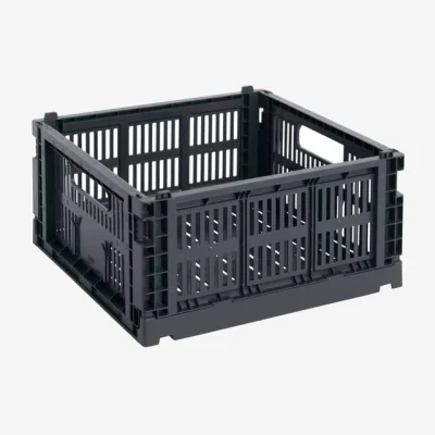 Made in Design Colour Crate Basket plastic material grey Medium Square / 29.5 x 29.5 cm - Hay
