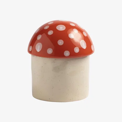 Made in Design Mushroom Small Box - / Ø 12 x H 14 cm - Ceramic by & klevering Red
