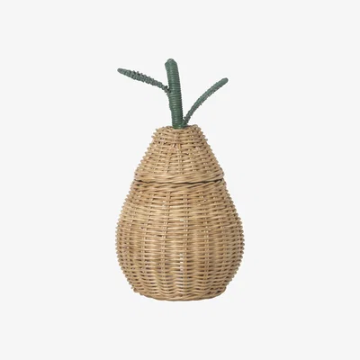 Made in Design Pear Small Basket - / Wicker - Ø 19 x H 30 cm by Ferm Living Beige/Natural wood