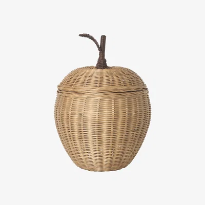 Made in Design Apple Small Basket - / Wicker - Ø 20 x H 28 cm by Ferm Living Beige/Natural wood