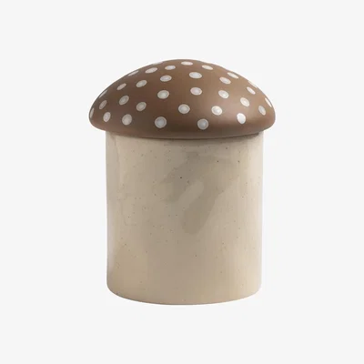 Made in Design Mushroom Medium Box - / Ø 14 cm x H 16.5 cm - Ceramic by & klevering Brown