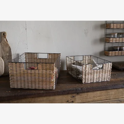 Nkuku nkuku Montali Iron & Rattan Storage Baskets Set Of 2 | Kitchen Storage & Utility | Natural