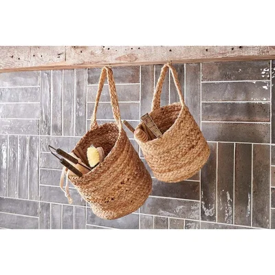 Nkuku Nkuku Chapad Hemp Wide Wall Hung Basket | Storage & Baskets | Natural | Large