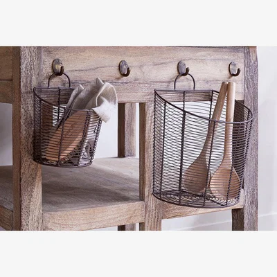Nkuku nkuku Inkollu Wall Hung Baskets Set Of 2 | Storage | Aged Brass