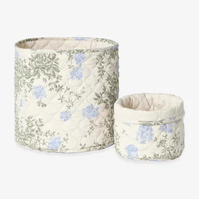 Nordic Nest Garbo&Friends Plumbago Satin quilted basket 2 pieces 20xØ20 cm + 30xØ30 cm