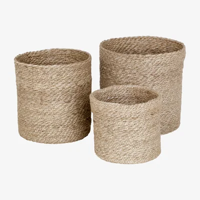 Nordic Nest Twisted storage box large 3-pack Nature-grey