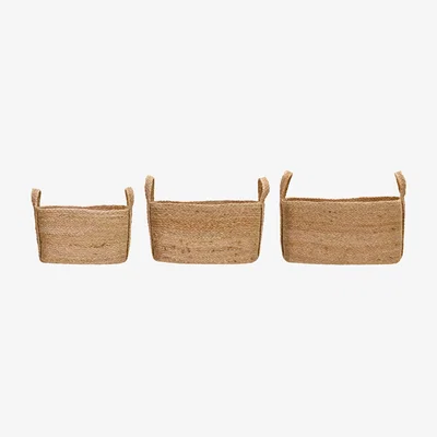 Nordic Nest House Doctor Stella low storage basket set of 3 Natural