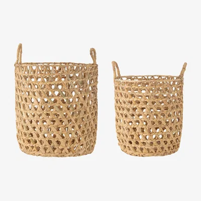 Nordic Nest Bloomingville Rachel storage box with handle 2 pieces Water hyacinth