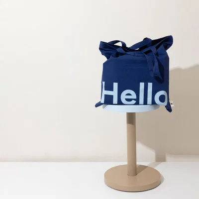 Nordic Nest Design Letters Design Letters Tote bag Hello-dark blue