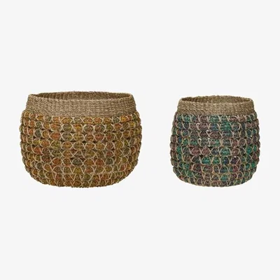 Nordic Nest Hübsch Twist baskets 2-pack Yellow-green