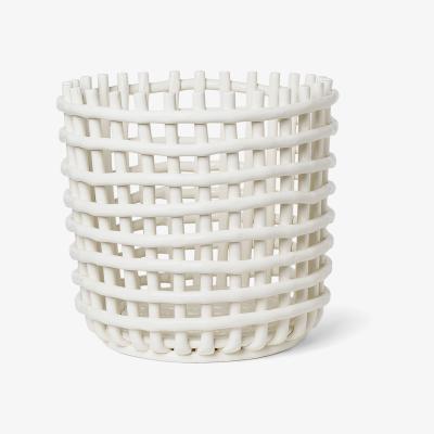 Nordic Nest Ceramic plaited basket Ø35 cm Off white