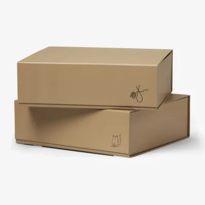 Nordic Nest TÔNN furniture Pac box storage box TÔNN x MAJASBOK Mocca 32.5x10.5x30 cm 2-pack