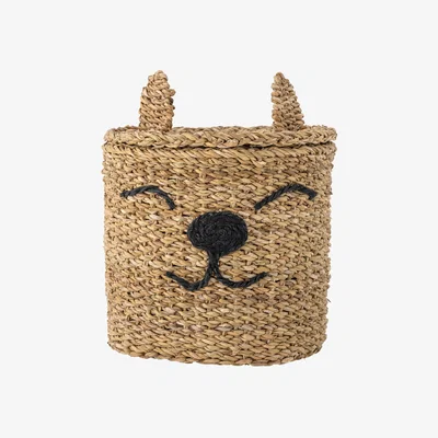 Nordic Nest Bloomingville Mikki storage basket with lid Ø26 cm Nature