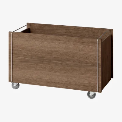 Nordic Nest MOEBE Moebe storage box Smoked oak-stainless steel with castors 33x60x31 cm