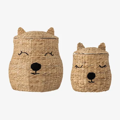Nordic Nest Bloomingville Berny basket with lid Nature 2 pieces