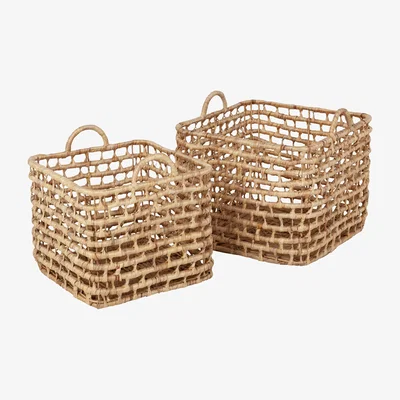 Nordic Nest Dixie Lily square open twist basket 2 pieces Natural