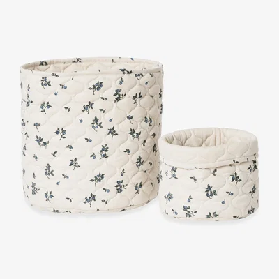 Nordic Nest Garbo&Friends Blueberry Satin quilted basket 2 pieces 20xØ20 cm + 30xØ30 cm