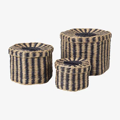 Nordic Nest Broste Copenhagen Polly storage box 3 pieces Natural-black