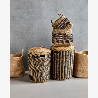 Nordic Nest House Doctor Cesto laundry basket 2 pieces Natural-black