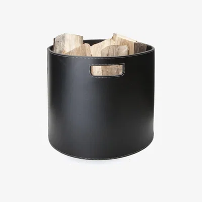Nordic Nest Ørskov firewood barrel black with white stitches