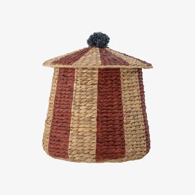 Nordic Nest Bloomingville Birsen basket with lid Ø40 cm Natural-red