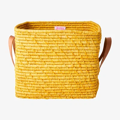 Nordic Nest RICE Rice raffia storage box Yellow
