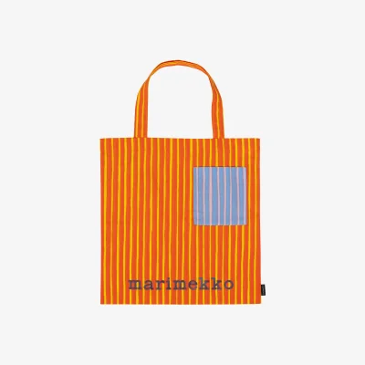 Nordic Nest Marimekko Piccolo fabric bag Orange with pocket 43x44