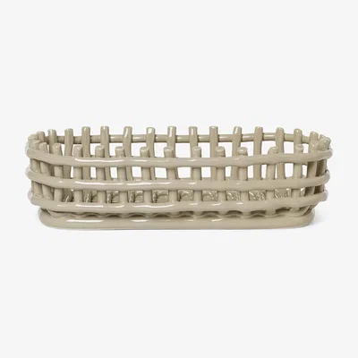 Nordic Nest Ceramic plated basket oval 15x30 cm Cashmere