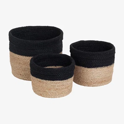 Nordic Nest Dixie Elin storage basket 3-pack Natural-black