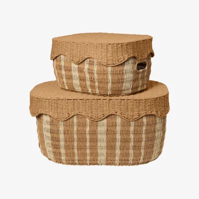 Nordic Nest Ferm Living Rivan storage basket set of 2 Natural-off-white