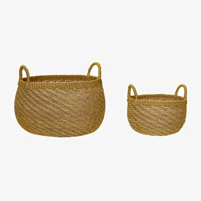 Nordic Nest Hübsch Solar baskets 2-pack Natural - yellow