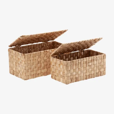 Nordic Nest Dixie Lily storage box with lid panama 2 pieces Natural
